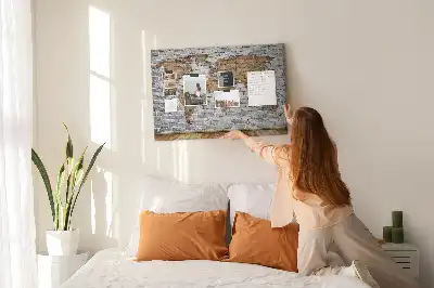 Printed World Map Cork Board in a Brick Style