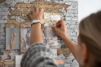 Printed World Map Cork Board in a Brick Style
