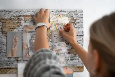 Printed World Map Cork Board in a Brick Style