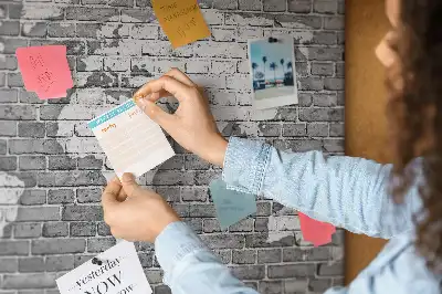 World Map Printed Cork Memo Board on Bricks Pattern