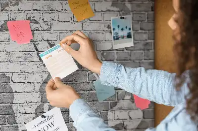 World Map Printed Cork Memo Board on Bricks Pattern
