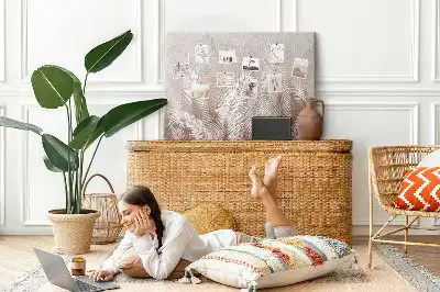 Tropical leaves cork memo board