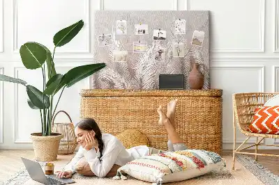 Tropical leaves cork memo board