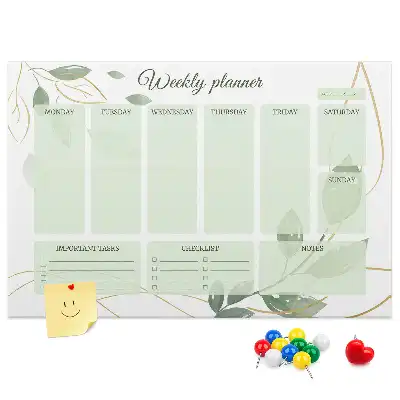 Leafy weekly planner cork memo board