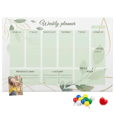 Leafy weekly planner cork memo board