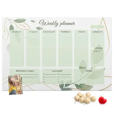 Leafy weekly planner cork memo board
