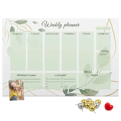 Cork memo board Leafy weekly planner