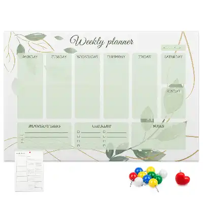 Leafy weekly planner cork memo board