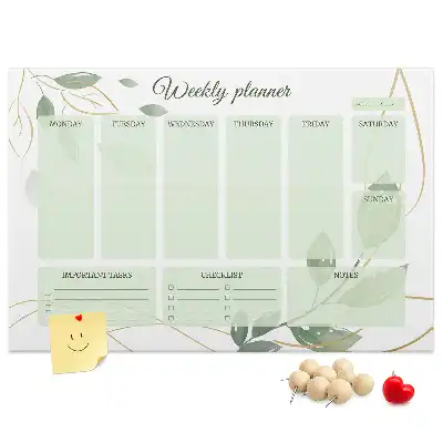 Leafy weekly planner cork memo board