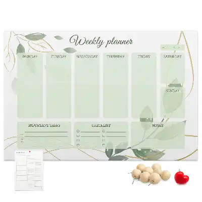 Cork memo board Leafy weekly planner