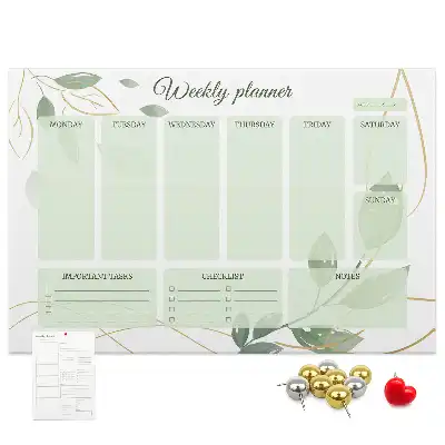 Leafy weekly planner cork memo board