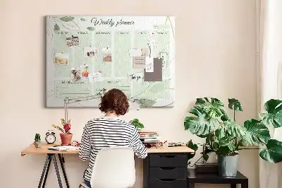Leafy weekly planner cork memo board