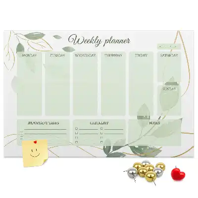 Leafy weekly planner cork memo board