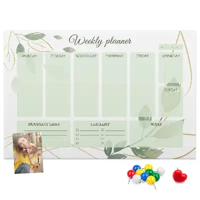 Leafy weekly planner cork memo board