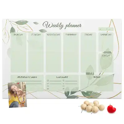 Leafy weekly planner cork memo board