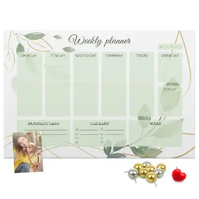 Leafy weekly planner cork memo board