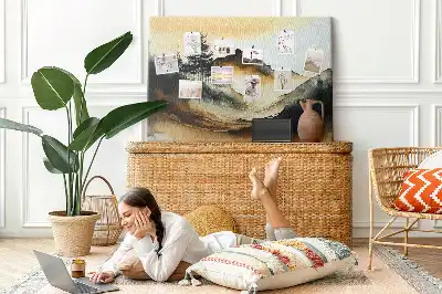 Abstract Landscape Printed Cork Memo Board