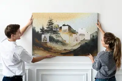 Abstract Landscape Printed Cork Memo Board
