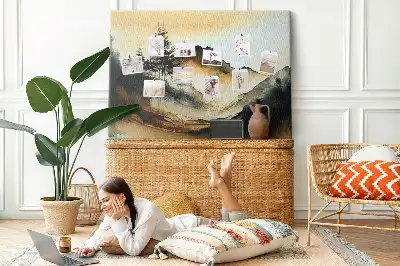 Abstract Landscape Printed Cork Memo Board