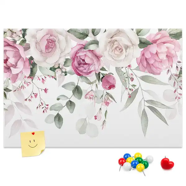 Watercolor Roses Printed Cork Board