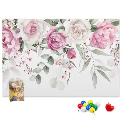Watercolor Roses Printed Cork Board