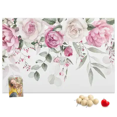 Watercolor Roses Printed Cork Board