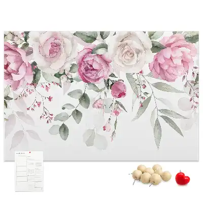 Watercolor Roses Printed Cork Board