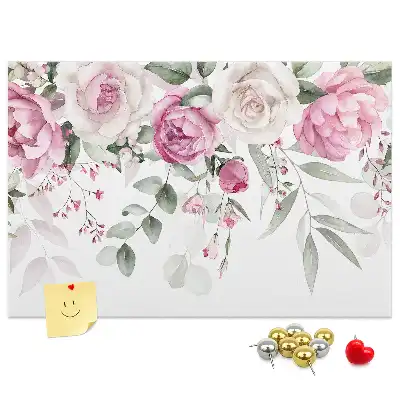 Watercolor Roses Printed Cork Board