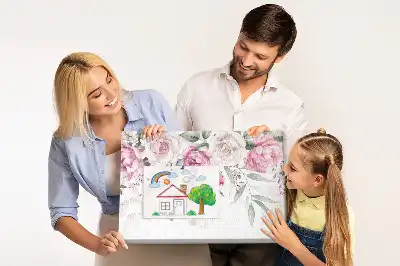 Watercolor Roses Printed Cork Board