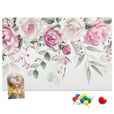 Watercolor Roses Printed Cork Board