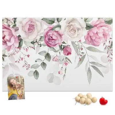 Watercolor Roses Printed Cork Board