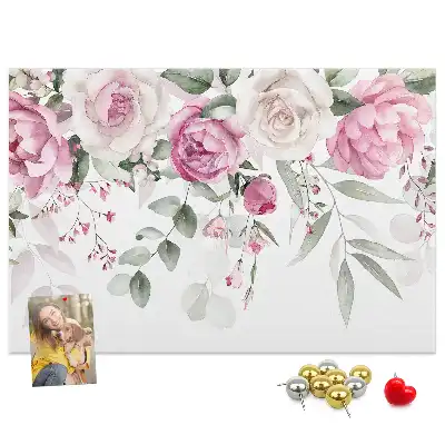 Watercolor Roses Printed Cork Board