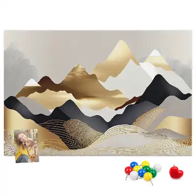 Printed Cork Memo Board Mountains abstraction