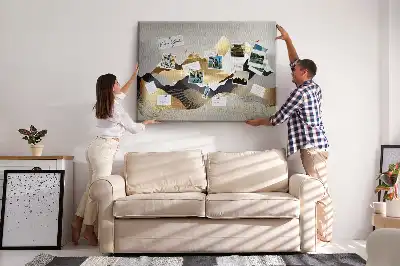 Printed Cork Memo Board Mountains abstraction