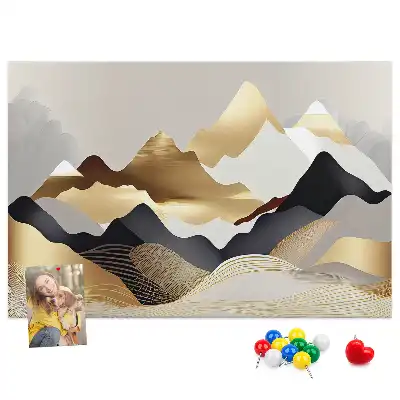 Printed Cork Memo Board Mountains abstraction