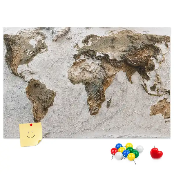 Old world map cork memo board