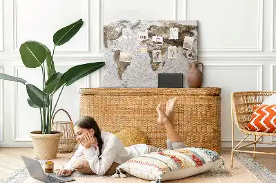 Old world map cork memo board