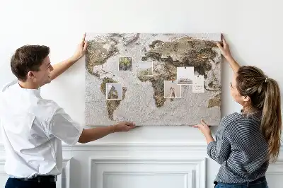 Old world map cork memo board