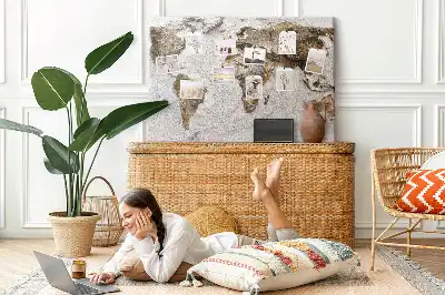 Old world map cork memo board