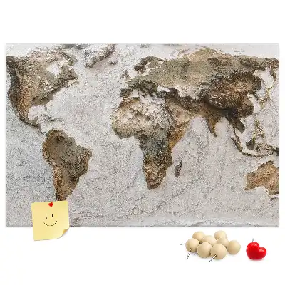 Old world map cork memo board