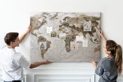 Old world map cork memo board