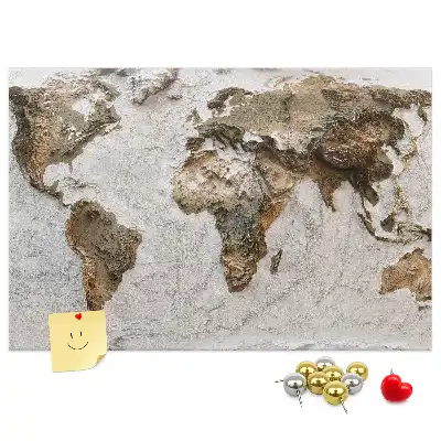 Old world map cork memo board