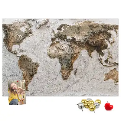 Old world map cork memo board