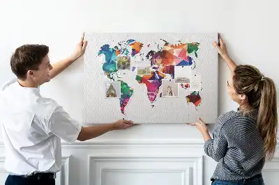 Printed Cork Board Triangle world map