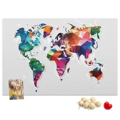 Printed Cork Board Triangle world map