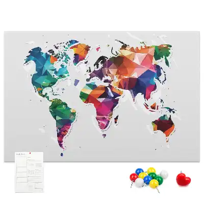 Printed Cork Board Triangle world map