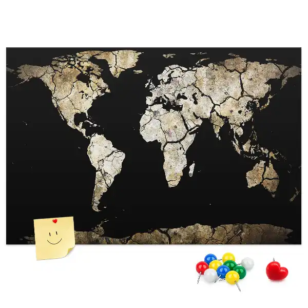 World Map Printed Cork Memo Board