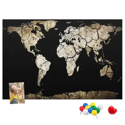 World Map Printed Cork Memo Board