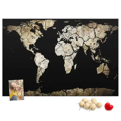 World Map Printed Cork Memo Board