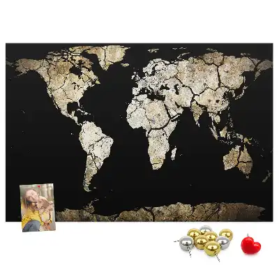 World Map Printed Cork Memo Board